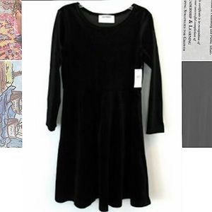 Old Navy Black Velvet Christmas Dress Velour Long Sleeve Pullover Stretch